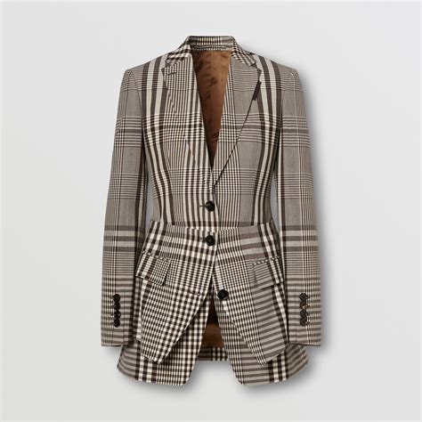 Wool Tailored Jacket in Brown/black 